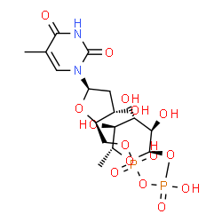 ChemSpider 2D Image | [(2r,3s,5r)-3-Hydroxy-5-(5-Methyl-2,4-Dioxo-3,4-Dihydropyrimidin-1(2h)-Yl)tetrahydrofuran-2-Yl]methyl (2r,3r,4s,5s,6r)-3,4,5-Trihydroxy-6-Methyltetrahydro-2h-Pyran-2-Yl Dihydrogen Diphosphate | C16H26N2O15P2