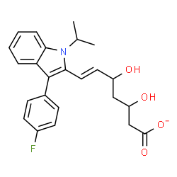 ChemSpider 2D Image | (6E)-7-[3-(4-Fluorophenyl)-1-isopropyl-1H-indol-2-yl]-3,5-dihydroxy-6-heptenoate | C24H25FNO4