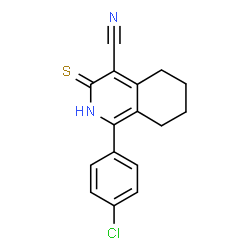 ChemSpider 2D Image | 1-(4-Chlorophenyl)-3-thioxo-2,3,5,6,7,8-hexahydro-4-isoquinolinecarbonitrile | C16H13ClN2S