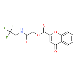ChemSpider 2D Image | 2-Oxo-2-[(2,2,2-trifluoroethyl)amino]ethyl 4-oxo-4H-chromene-2-carboxylate | C14H10F3NO5