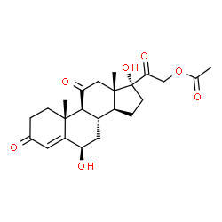 ChemSpider 2D Image | (6beta)-6,17-Dihydroxy-3,11,20-trioxopregn-4-en-21-yl acetate | C23H30O7