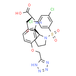 ChemSpider 2D Image | 1-[(3,5-Dichlorophenyl)sulfonyl]-L-prolyl-O-(1H-tetrazol-5-ylmethyl)-L-tyrosine | C22H22Cl2N6O6S