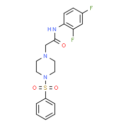 ChemSpider 2D Image | N-(2,4-Difluorophenyl)-2-[4-(phenylsulfonyl)-1-piperazinyl]acetamide | C18H19F2N3O3S