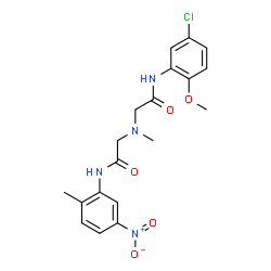 ChemSpider 2D Image | 2-[{2-[(5-Chloro-2-methoxyphenyl)amino]-2-oxoethyl}(methyl)amino]-N-(2-methyl-5-nitrophenyl)acetamide | C19H21ClN4O5