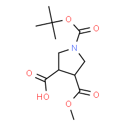 ChemSpider 2D Image | 1-BOC-4-(METHOXYCARBONYL)PYRROLIDINE-3-CARBOXYLIC ACID | C12H19NO6