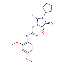 ChemSpider 2D Image | 2-(3-Cyclopentyl-2,4,5-trioxo-1-imidazolidinyl)-N-(2,4-dimethoxyphenyl)acetamide | C18H21N3O6