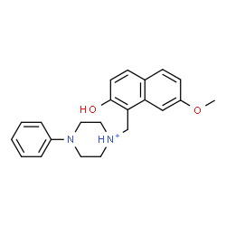 ChemSpider 2D Image | 1-[(2-Hydroxy-7-methoxy-1-naphthyl)methyl]-4-phenylpiperazin-1-ium | C22H25N2O2