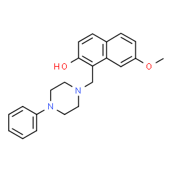 ChemSpider 2D Image | 7-Methoxy-1-[(4-phenyl-1-piperazinyl)methyl]-2-naphthol | C22H24N2O2
