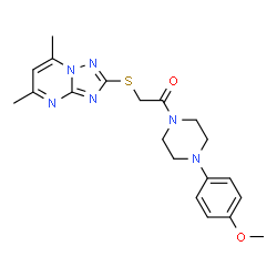 ChemSpider 2D Image | 2-[(5,7-Dimethyl[1,2,4]triazolo[1,5-a]pyrimidin-2-yl)sulfanyl]-1-[4-(4-methoxyphenyl)-1-piperazinyl]ethanone | C20H24N6O2S