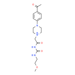 ChemSpider 2D Image | 4-(4-Acetylphenyl)-1-(2-{[(2-methoxyethyl)carbamoyl]amino}-2-oxoethyl)piperazin-1-ium | C18H27N4O4