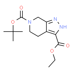 ChemSpider 2D Image | 6-tert-butyl 3-ethyl 1H,4H,5H,6H,7H-pyrazolo[3,4-c]pyridine-3,6-dicarboxylate | C14H21N3O4
