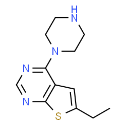 ChemSpider 2D Image | 6-Ethyl-4-(1-piperazinyl)thieno[2,3-d]pyrimidine | C12H16N4S