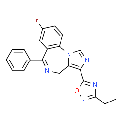 ChemSpider 2D Image | 8-bromo-3-(3-ethyl-1,2,4-oxadiazol-5-yl)-6-phenyl-4H-imidazo[1,5-a][1,4]benzodiazepine | C21H16BrN5O