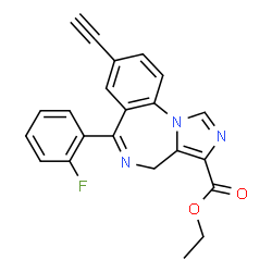 ChemSpider 2D Image | Ethyl 8-ethynyl-6-(2-fluorophenyl)-4H-imidazo[1,5-a][1,4]benzodiazepine-3-carboxylate | C22H16FN3O2