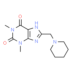ChemSpider 2D Image | 1,3-dimethyl-8-(piperidin-1-ylmethyl)-1H-purine-2,6(3H,7H)-dione | C13H19N5O2