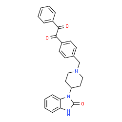 ChemSpider 2D Image | 1-(4-{[4-(2-Oxo-2,3-dihydro-1H-benzimidazol-1-yl)-1-piperidinyl]methyl}phenyl)-2-phenyl-1,2-ethanedione | C27H25N3O3