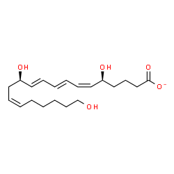 ChemSpider 2D Image | (5S,6Z,8E,10E,12R,14Z)-5,12,20-Trihydroxy-6,8,10,14-icosatetraenoate | C20H31O5