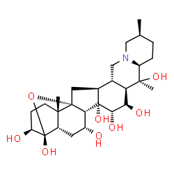 ChemSpider 2D Image | Cevane-3-beta,4-beta,7-alpha,14,15-alpha,16-beta,20-heptol, 4,9-epoxy- | C27H43NO8