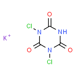 ChemSpider 2D Image | Dichloro-s-triazine-2,4,6(1H,3H,5H)-trione potassium | C3HCl2KN3O3