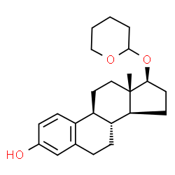 ChemSpider 2D Image | 17-beta-(Tetrahydro-2H-pyran-2-yloxy)estra-1,3,5(10)-trien-3-ol | C23H32O3