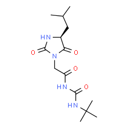 ChemSpider 2D Image | 2-[(4S)-4-Isobutyl-2,5-dioxo-1-imidazolidinyl]-N-[(2-methyl-2-propanyl)carbamoyl]acetamide | C14H24N4O4