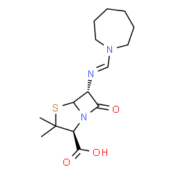 ChemSpider 2D Image | (2S,6R)-6-[(E)-(1-Azepanylmethylene)amino]-3,3-dimethyl-7-oxo-4-thia-1-azabicyclo[3.2.0]heptane-2-carboxylic acid | C15H23N3O3S