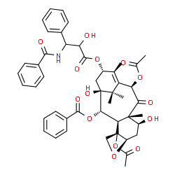 ChemSpider 2D Image | (2alpha,5beta,7beta,10beta,13alpha)-4,10-Diacetoxy-13-{[3-(benzoylamino)-2-hydroxy-3-phenylpropanoyl]oxy}-1,7-dihydroxy-9-oxo-5,20-epoxytax-11-en-2-yl benzoate | C47H51NO14
