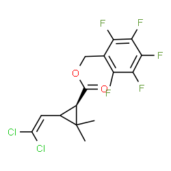 ChemSpider 2D Image | Pentafluorobenzyl (1R)-3-(2,2-dichlorovinyl)-2,2-dimethylcyclopropanecarboxylate | C15H11Cl2F5O2