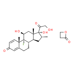 ChemSpider 2D Image | (11beta,16alpha)-9-Fluoro-11,17,21-trihydroxy-16-methylpregna-1,4-diene-3,20-dione - 2-oxetanone (1:1) | C25H33FO7