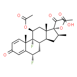 ChemSpider 2D Image | (6alpha,11beta,16beta)-6,9-Difluoro-21-hydroxy-16-methyl-3,20-dioxopregna-1,4-diene-11,17-diyl diacetate | C26H32F2O7