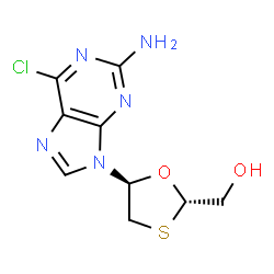 ChemSpider 2D Image | [(2S,5S)-5-(2-Amino-6-chloro-9H-purin-9-yl)-1,3-oxathiolan-2-yl]methanol | C9H10ClN5O2S