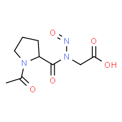 ChemSpider 2D Image | {[(1-Acetyl-2-pyrrolidinyl)carbonyl](nitroso)amino}acetic acid | C9H13N3O5