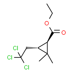 ChemSpider 2D Image | Ethyl (1R,3R)-2,2-dimethyl-3-(2,2,2-trichloroethyl)cyclopropanecarboxylate | C10H15Cl3O2