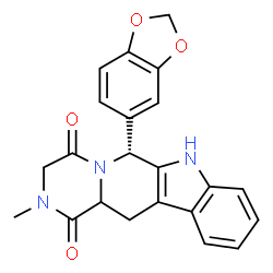 ChemSpider 2D Image | (6R)-6-(1,3-Benzodioxol-5-yl)-2-methyl-2,3,6,7,12,12a-hexahydropyrazino[1',2':1,6]pyrido[3,4-b]indole-1,4-dione | C22H19N3O4