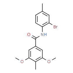 ChemSpider 2D Image | N-(2-Bromo-4-methylphenyl)-3,5-dimethoxy-4-methylbenzamide | C17H18BrNO3