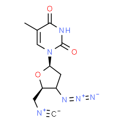 ChemSpider 2D Image | 1-[(3xi)-3-Azido-2,3,5-trideoxy-5-isocyano-beta-D-glycero-pentofuranosyl]-5-methyl-2,4(1H,3H)-pyrimidinedione | C11H12N6O3