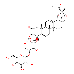 ChemSpider 2D Image | (2beta,3beta)-3-{[4-O-(beta-D-Glucopyranosyl)-beta-D-xylopyranosyl]oxy}-2,23-dihydroxy-29-methoxy-29-oxoolean-12-en-28-oic acid | C42H66O16