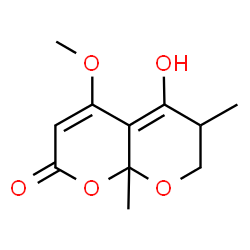 ChemSpider 2D Image | 5-Hydroxy-4-methoxy-6,8a-dimethyl-6,8a-dihydro-2H,7H-pyrano[2,3-b]pyran-2-one | C11H14O5