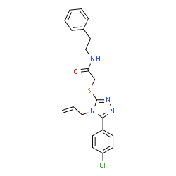 ChemSpider 2D Image | 2-{[4-Allyl-5-(4-chlorophenyl)-4H-1,2,4-triazol-3-yl]sulfanyl}-N-(2-phenylethyl)acetamide | C21H21ClN4OS