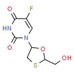 ChemSpider 2D Image | (-)-(2S,5S)-5-Fluoro-1-(2-(hydroxymethyl)-1,3-oxathiolan-5-yl)uracil | C8H9FN2O4S