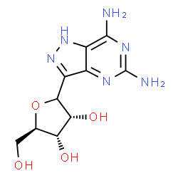 ChemSpider 2D Image | (1xi)-1,4-Anhydro-1-(5,7-diamino-1H-pyrazolo[4,3-d]pyrimidin-3-yl)-D-ribitol | C10H14N6O4
