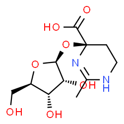 ChemSpider 2D Image | (4R)-2-Methyl-4-(beta-D-ribofuranosyloxy)-1,4,5,6-tetrahydro-4-pyrimidinecarboxylic acid | C11H18N2O7