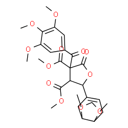 ChemSpider 2D Image | Dimethyl 5-(1,3-benzodioxol-5-yl)-2-oxo-3-(3,4,5-trimethoxybenzoyl)tetrahydro-3,4-furandicarboxylate | C25H24O12