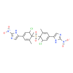 ChemSpider 2D Image | 4,4'-[Sulfonylbis(3-chloro-4,5-dimethyl-1,5-cyclohexadiene-4,1-diyl)]bis(2-nitro-1H-imidazole) | C22H22Cl2N6O6S