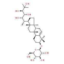 ChemSpider 2D Image | beta-D-Glucopyranoside, (3beta,9beta,10alpha,22S,23R,24R)-22,23,24,25-tetrahydroxy-9-methyl-19-norlanost-5-en-3-yl | C36H62O10
