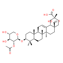 ChemSpider 2D Image | (3beta)-3-[(2-O-Acetyl-beta-D-xylopyranosyl)oxy]olean-12-ene-28,29-dioic acid | C37H56O10