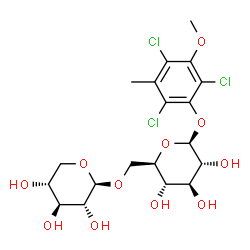 ChemSpider 2D Image | 2,4,6-Trichloro-3-methoxy-5-methylphenyl 6-O-beta-D-xylopyranosyl-beta-D-glucopyranoside | C19H25Cl3O11