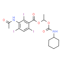 ChemSpider 2D Image | 1-[(Cyclohexylcarbamoyl)oxy]ethyl 3-acetamido-2,4,6-triiodobenzoate | C18H21I3N2O5
