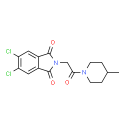 ChemSpider 2D Image | 5,6-Dichloro-2-[2-(4-methyl-1-piperidinyl)-2-oxoethyl]-1H-isoindole-1,3(2H)-dione | C16H16Cl2N2O3