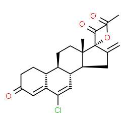 ChemSpider 2D Image | 6-Chloro-16-methylene-3,20-dioxo-19-norpregna-4,6-dien-17-yl acetate | C23H27ClO4